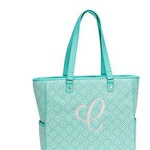 Thirty One - Cindy Tote - NO MONOGRAM - Turquoise Graphic Weave - NIB